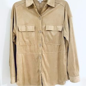 NWOT Suede-like Max Studio Long Sleeve Button Down Shirt Size Small
